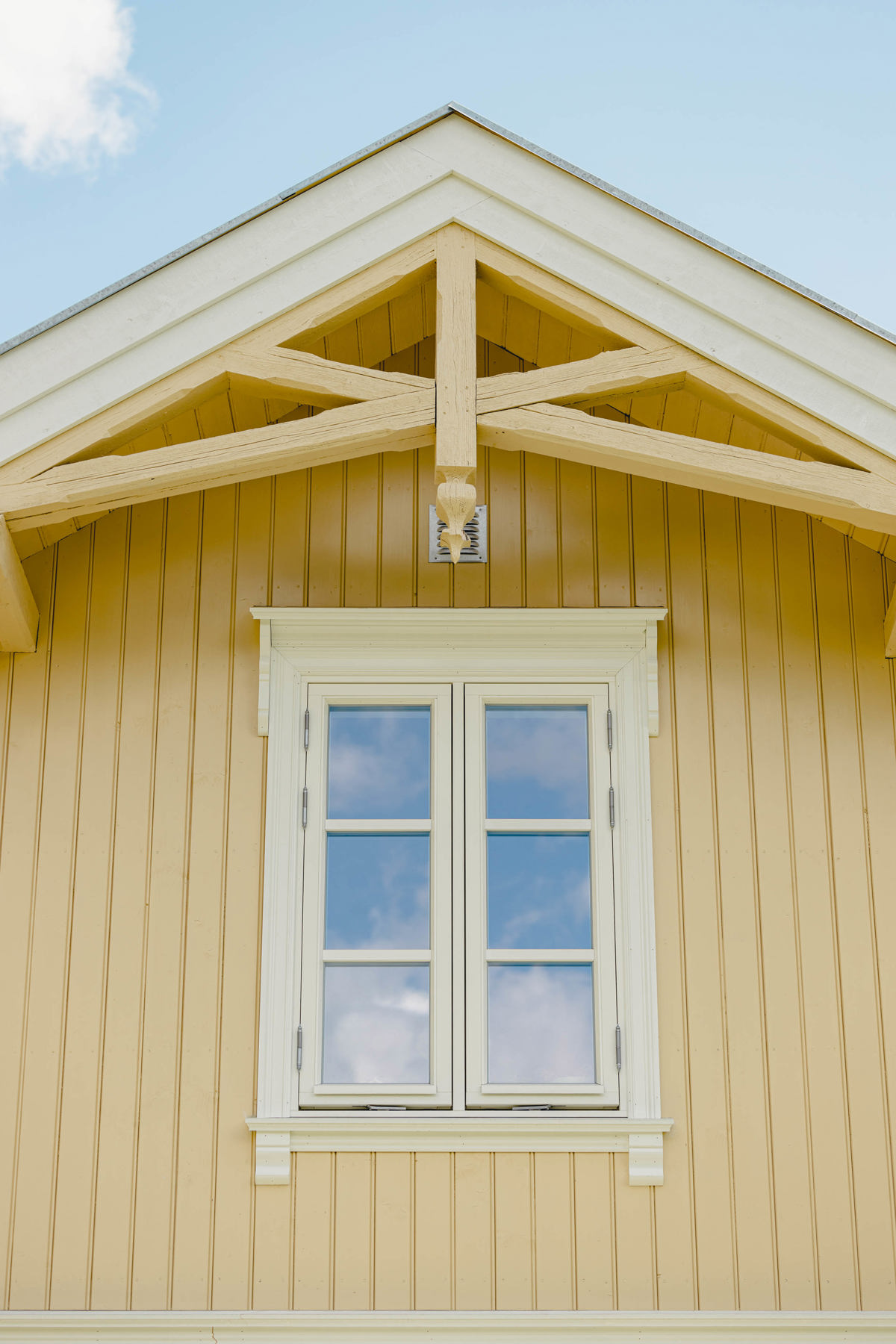 Sveitserkledning og vindusomramminger i sveitserstil